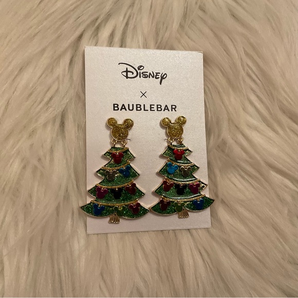 Disney x Baublebar Mickey Mouse Christmas Tree Earrings - New on Card - Picture 5 of 6